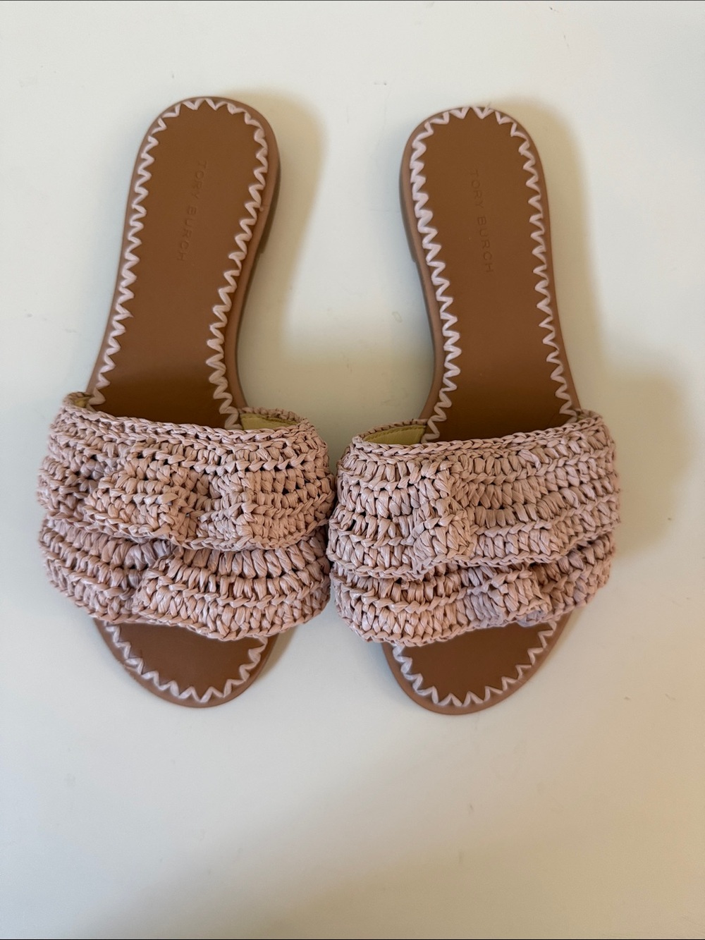 Tory Burch Raffia Knit Slide Sandals - size 6.5 like new